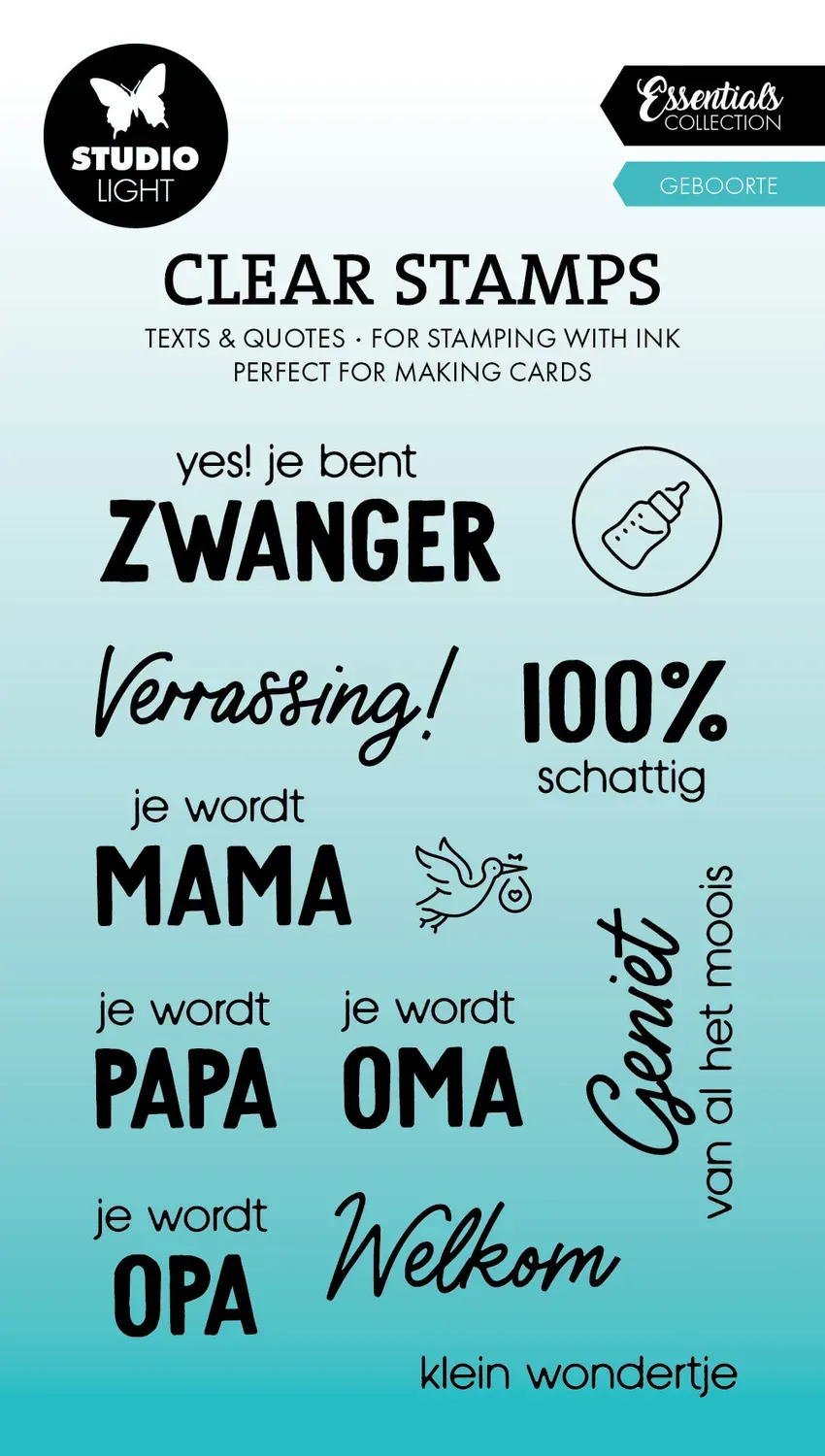 StudioLight Essentials Geboorte Clear Stamps Geburt 105x74mm