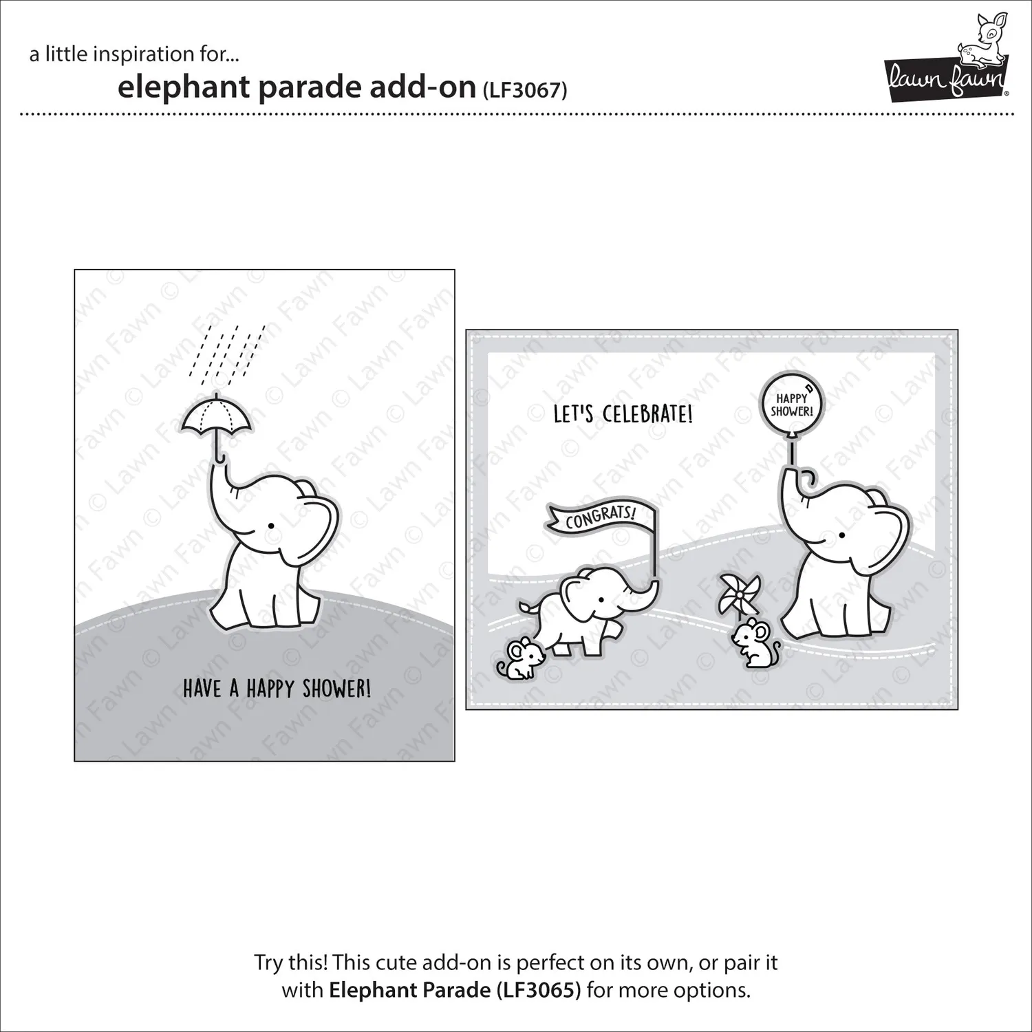 Lawn Fawn Elephant Parade Add-On Clear Stamps Baby