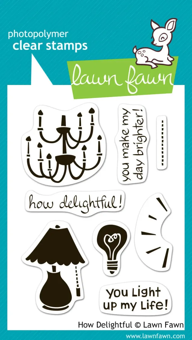 Lawn Fawn How Delightful Stempelset 8tlg Lampen Retro
