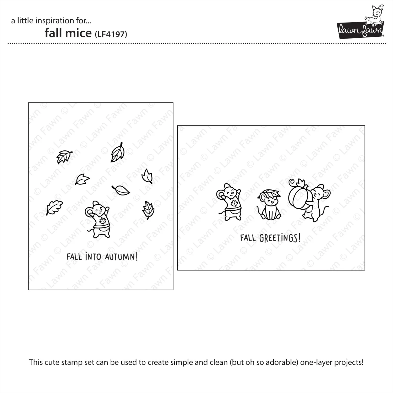 Lawn Fawn Fall Mice Stempelset Herbstmotive englisch