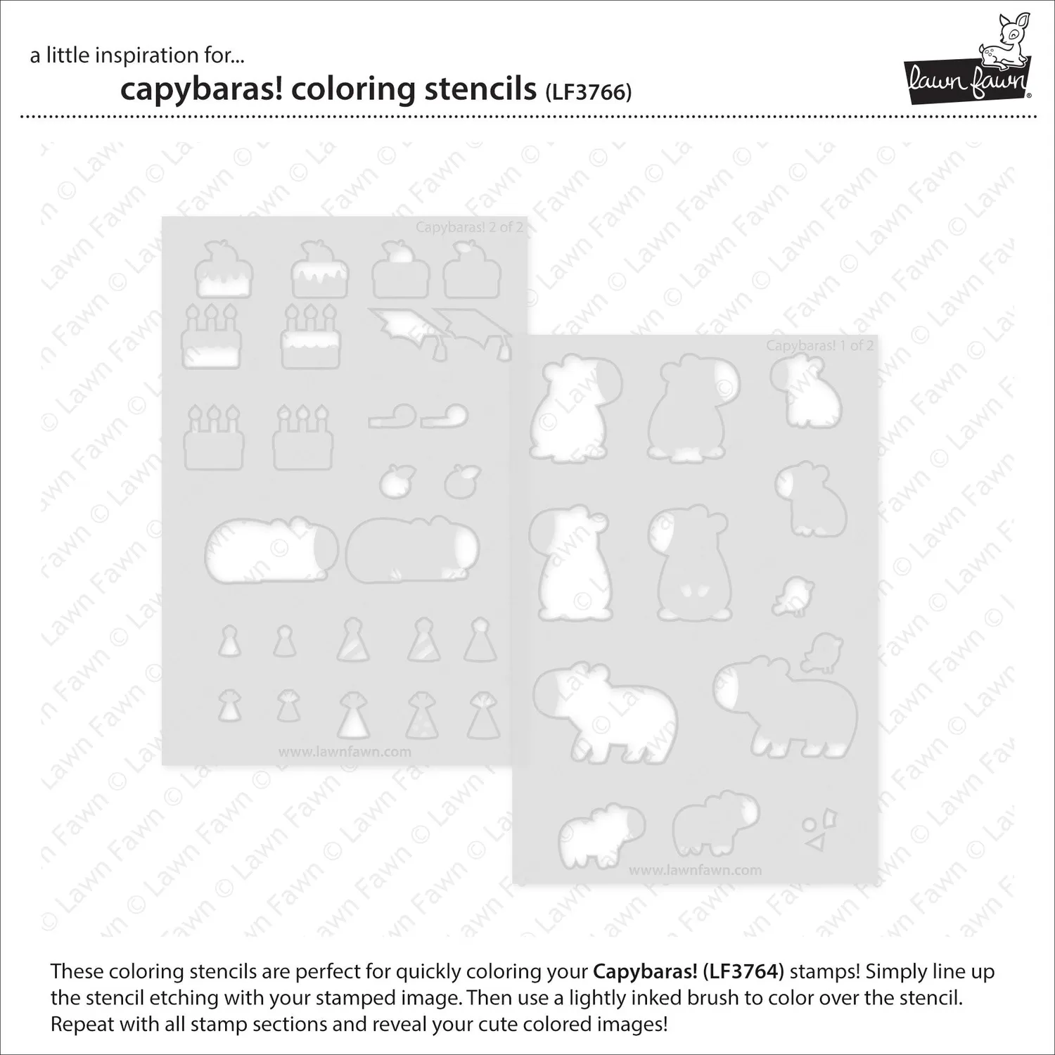 Lawn Fawn Capybaras LF3766 Coloring Schablonen 2-teilig