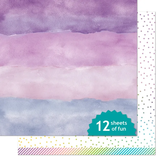 Lawn Fawn Watercolor Wishes Amethyst Designpapier 12 Blatt Aquarell