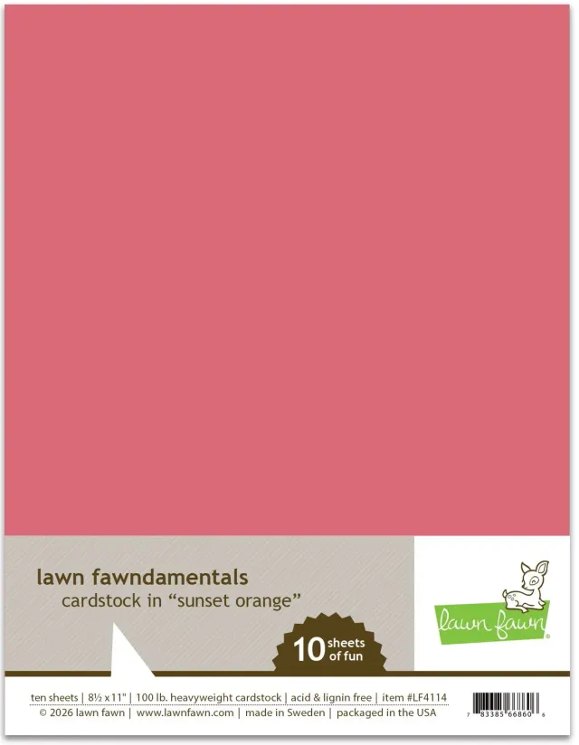 Lawn Fawn Sunset Orange LF4114 Cardstock 10 Blatt