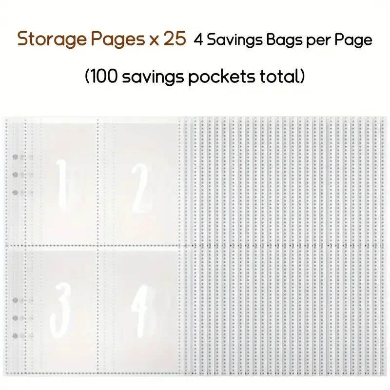 Ieebee 100 Umschläge Sparchallenge Budget Rosa