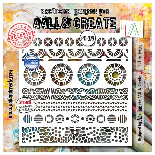 AALL and Create PC-279 Tout En Frises Schablone 15x15 cm wiederverwendbar