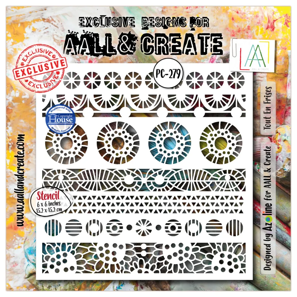AALL and Create PC-279 Tout En Frises Schablone 15x15 cm wiederverwendbar