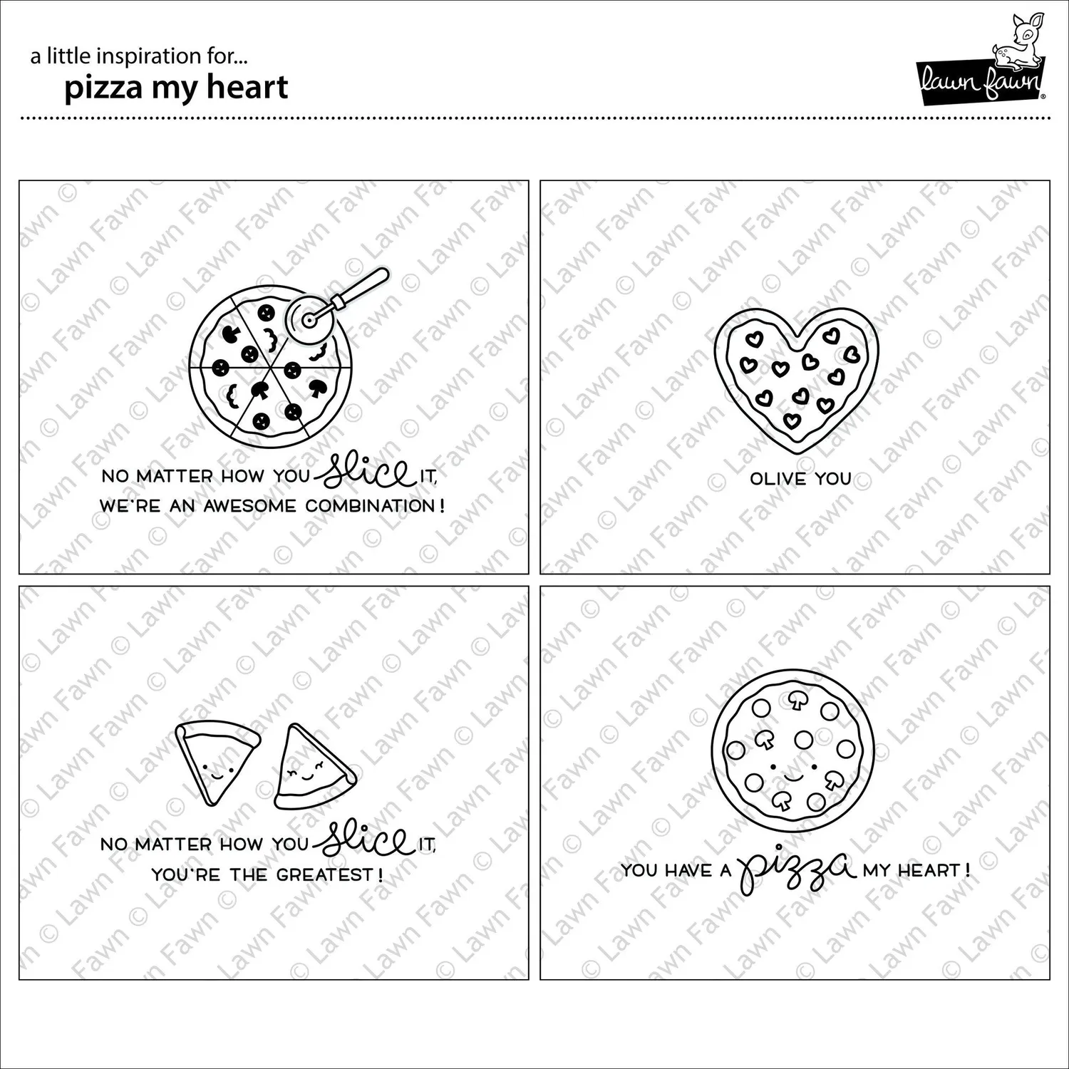 Lawn Fawn Pizza My Heart Lawn Cuts Stanzen Liebe