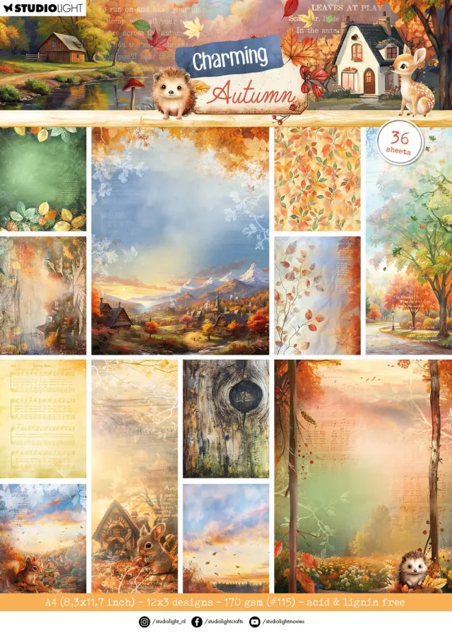 StudioLight Charming Autumn Designpapier-Block Hintergrund 36-tlg