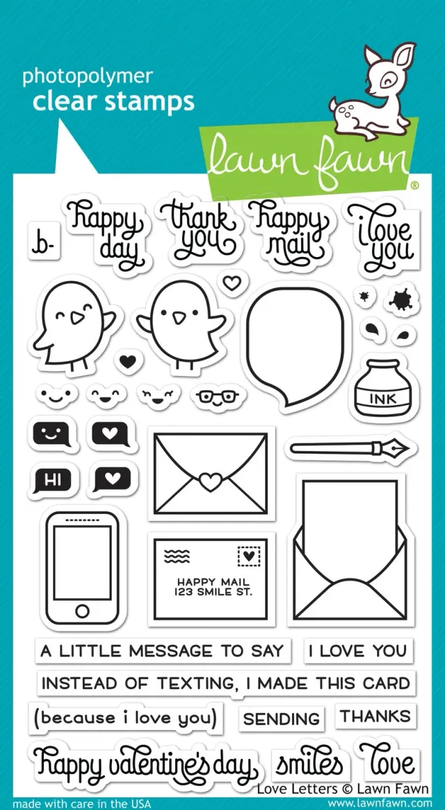 Lawn Fawn Love Letters Stempelset Valentinstag
