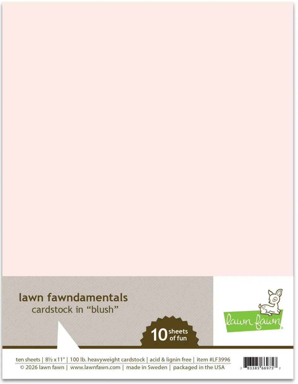 Lawn Fawn Blush Cardstock Papier 10 Bogen rosa
