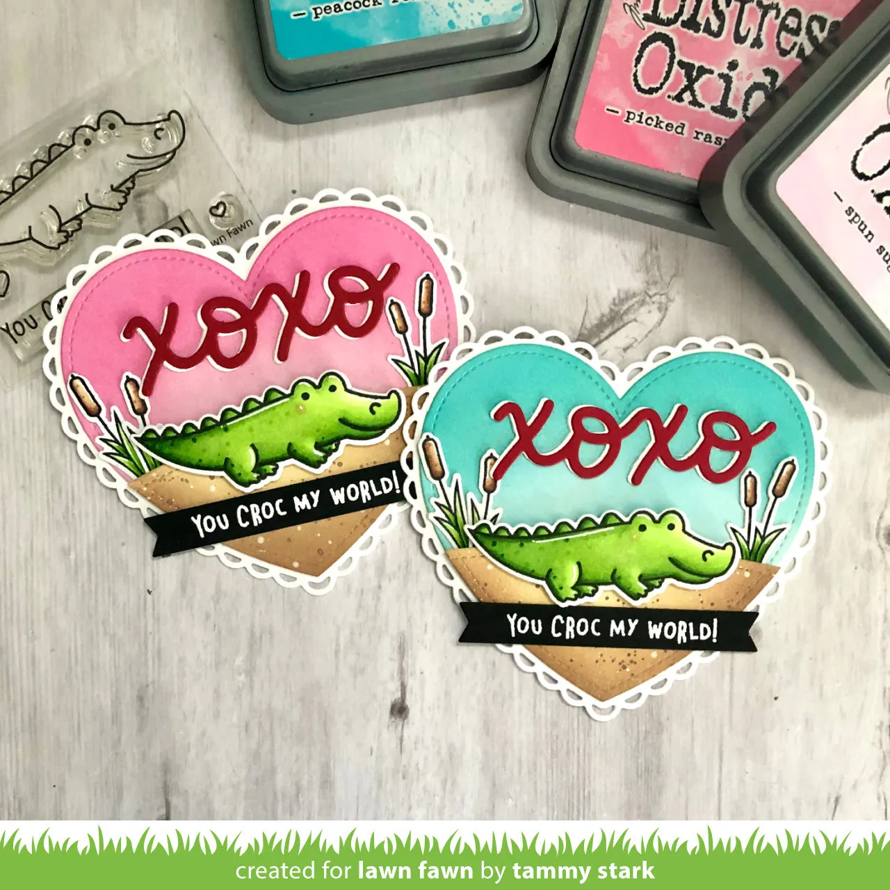 Lawn Fawn Croc My World Stempel Krokodil mit Herz