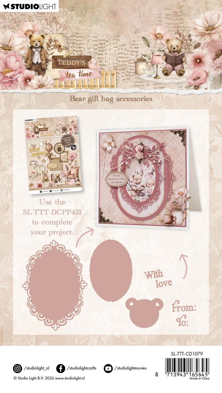 Studio Light Teddy's Tea Time Bear Gift Bag Stanzschablone