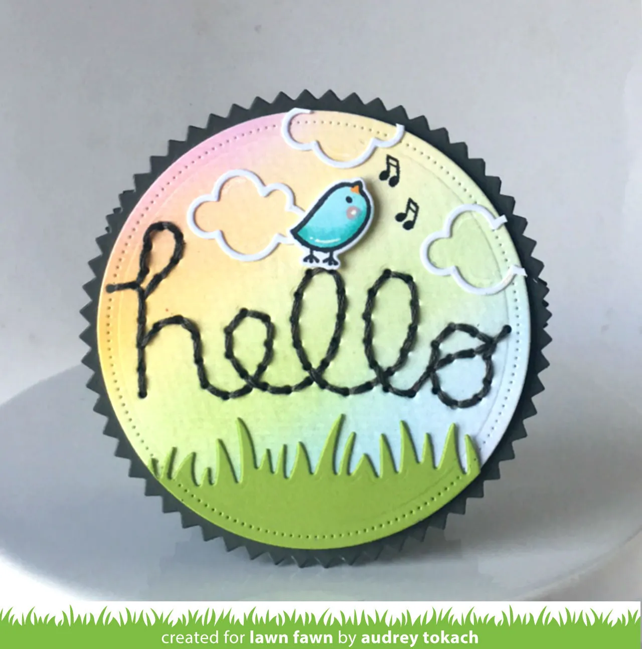 Lawn Fawn Embroidered Hello Stanze Stickschriftzug
