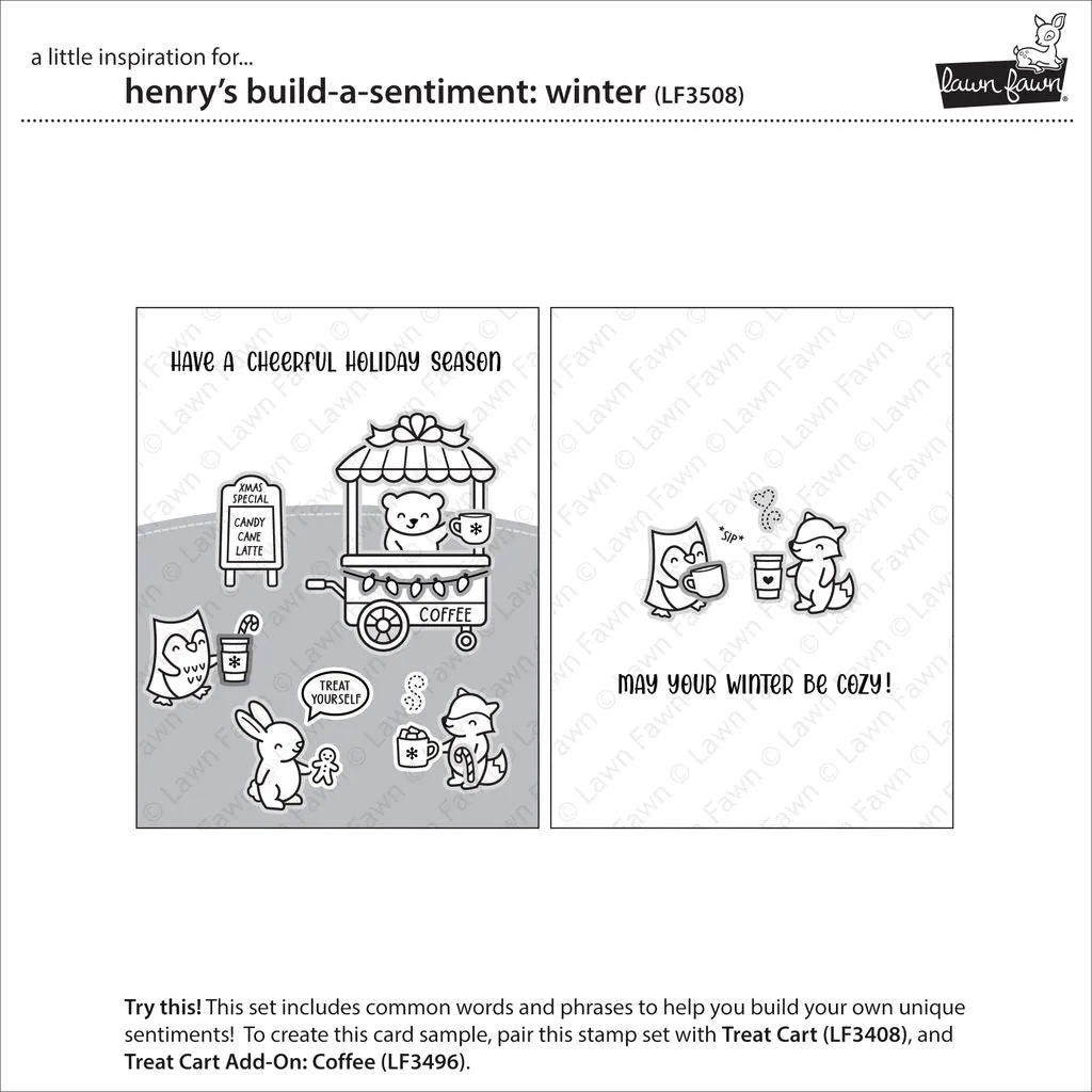 Lawn Fawn Henry's Build-A-Sentiment Winter Stempelset