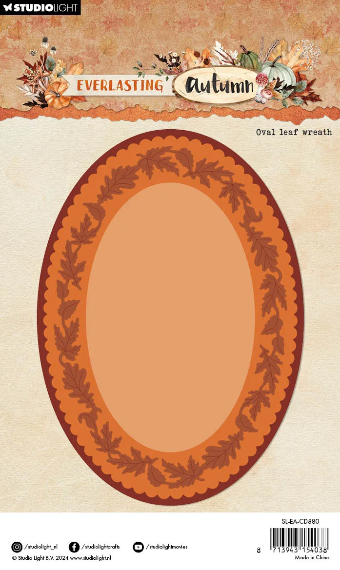 StudioLight Everlasting Autumn Oval Leaf Wreath Stanzschablone