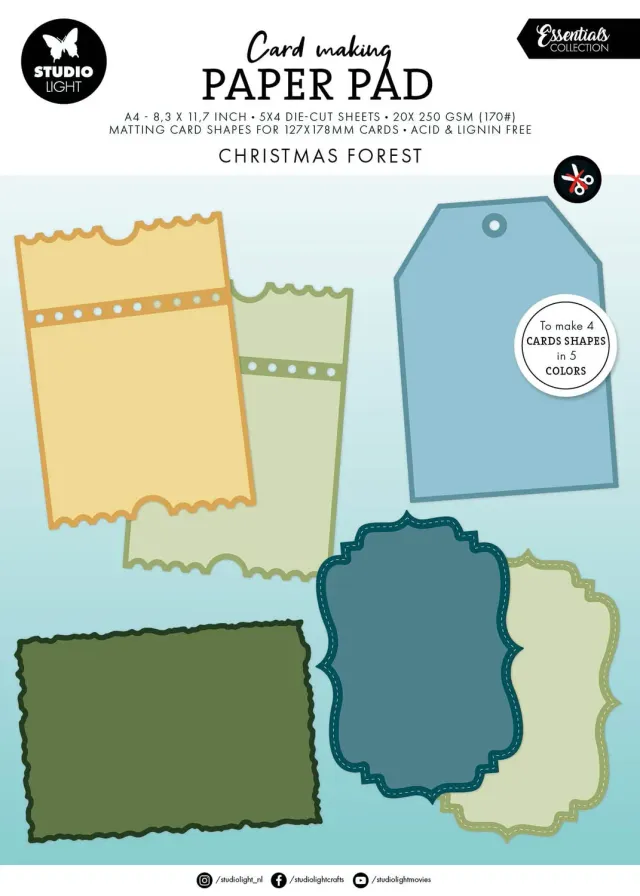 StudioLight Essentials Kartenblock Christmas Forest 127x178mm