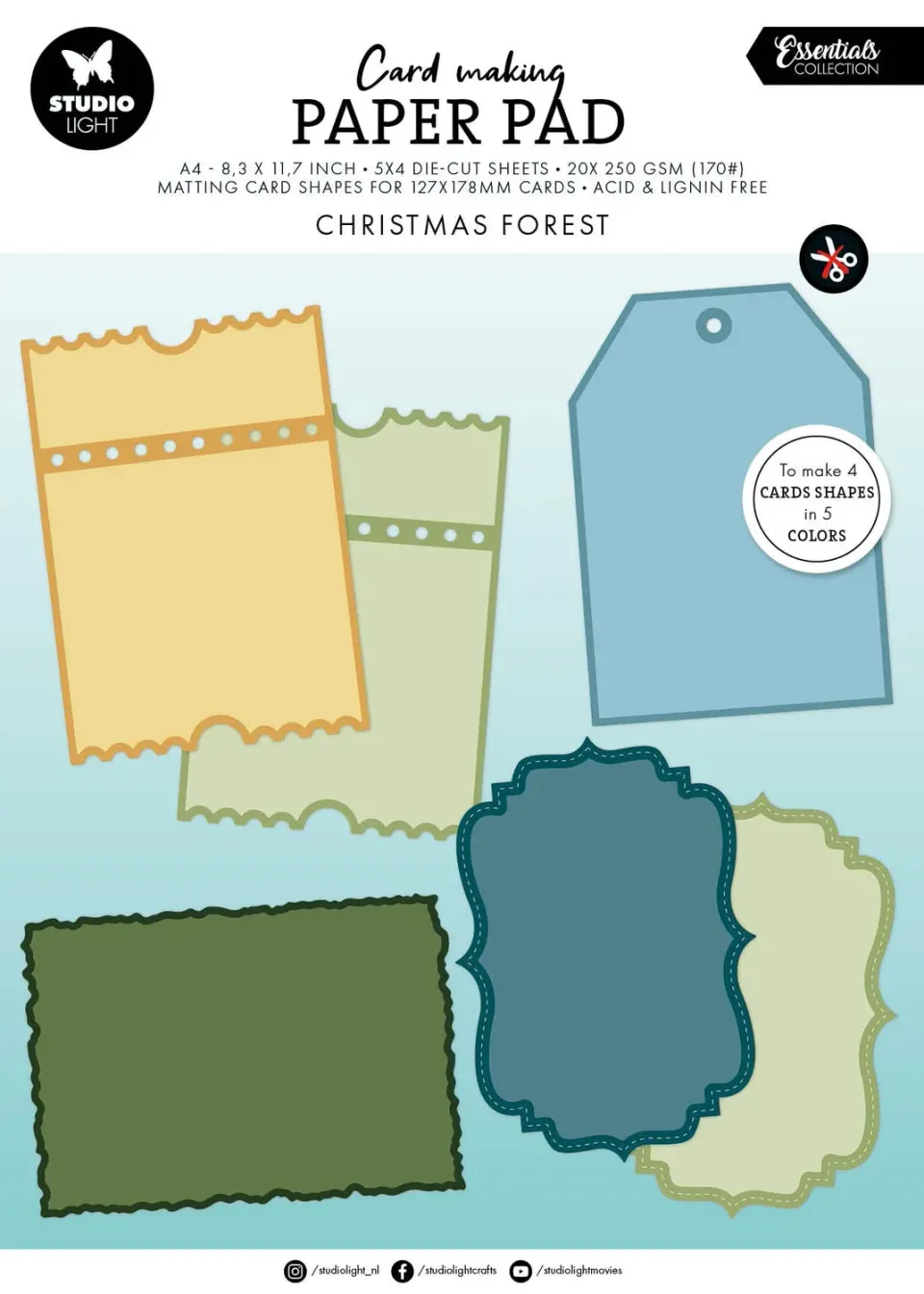 StudioLight Essentials Kartenblock Christmas Forest 127x178mm
