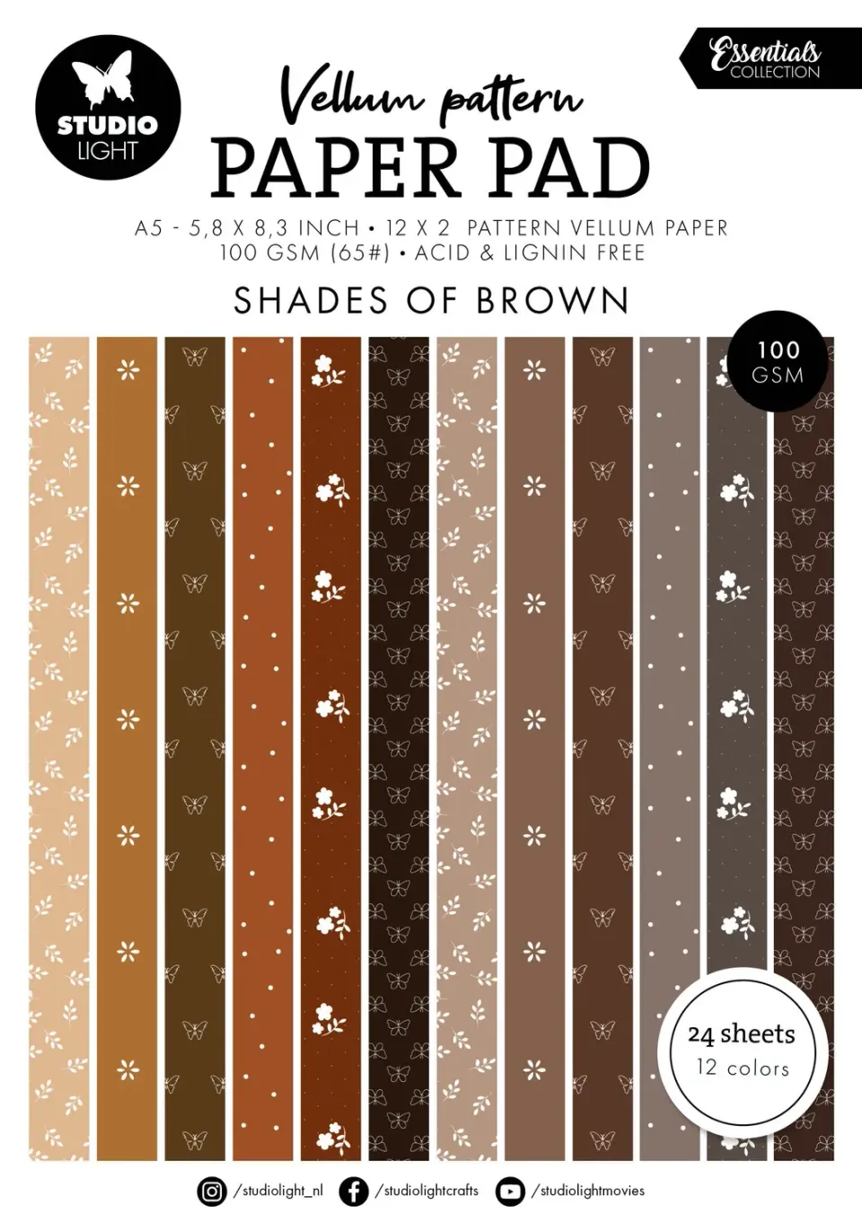 Studio Light Essentials Vellumblock Spring brown 24 Blatt