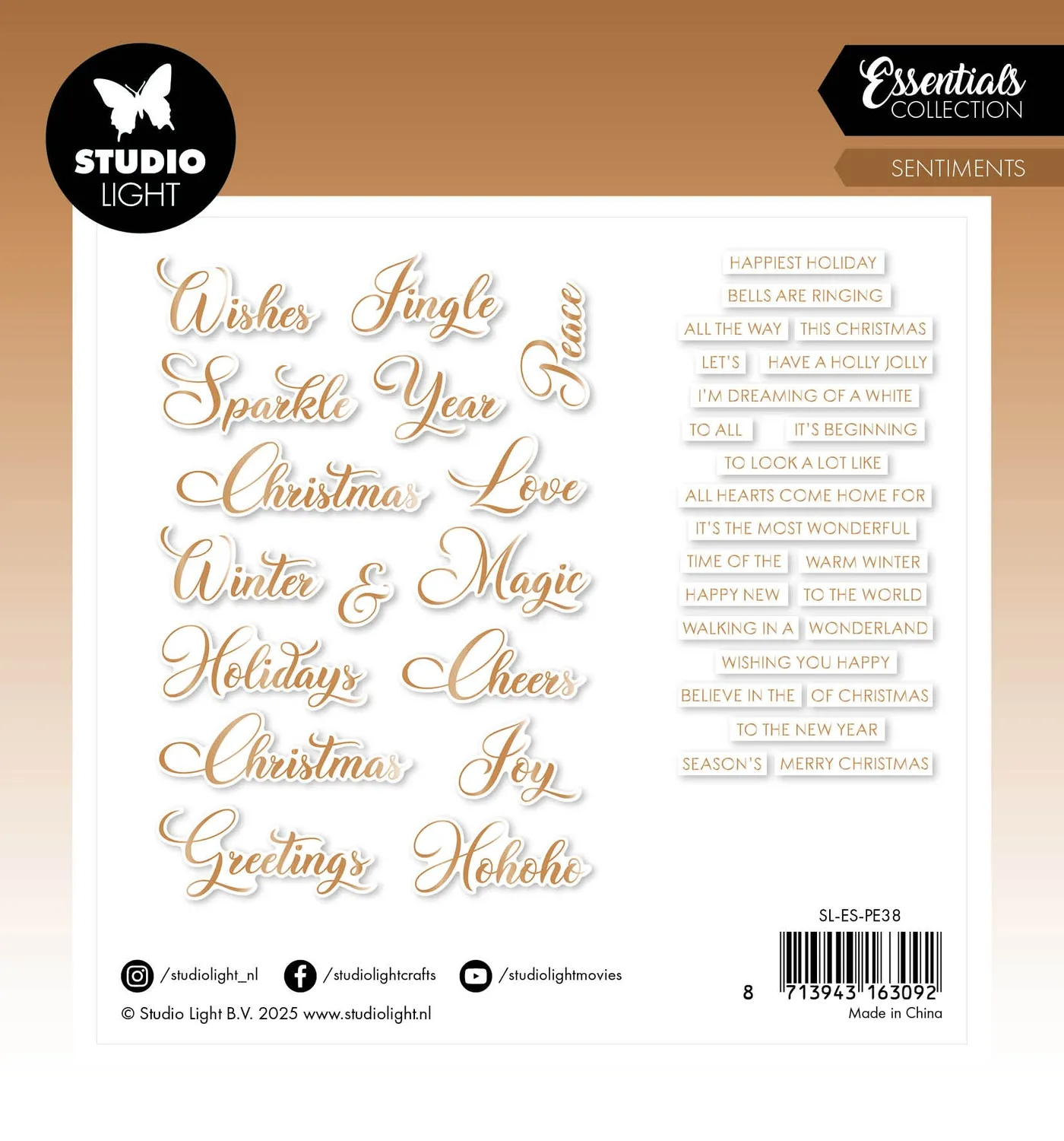 StudioLight Essentials Papierelemente Bronze Sentiments 40-tlg