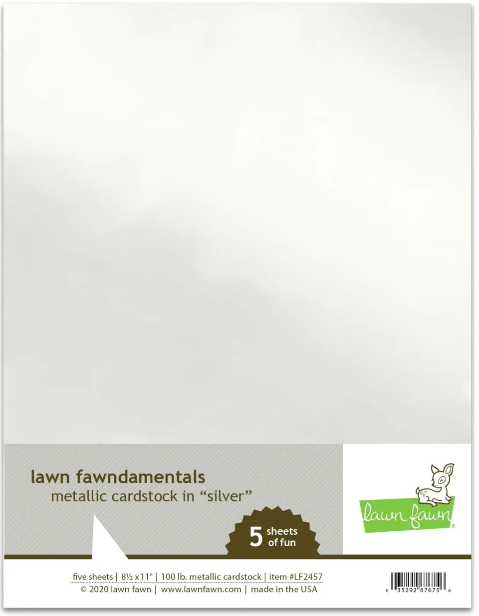 Lawn Fawn Metallic Cardstock Papier Silber 5 Blatt