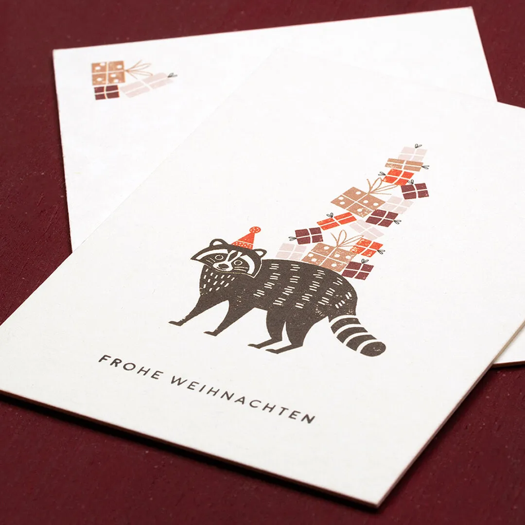 Perlenfischer Grusskarte Waschbär-Elf Postkarte A6