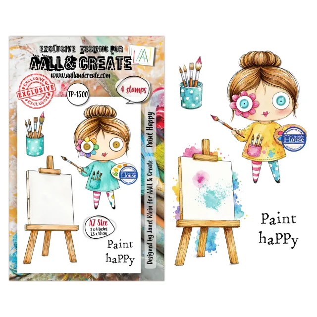 AALL and Create TP-1500 Paint Happy Stempelset A7 4 Motive bunt