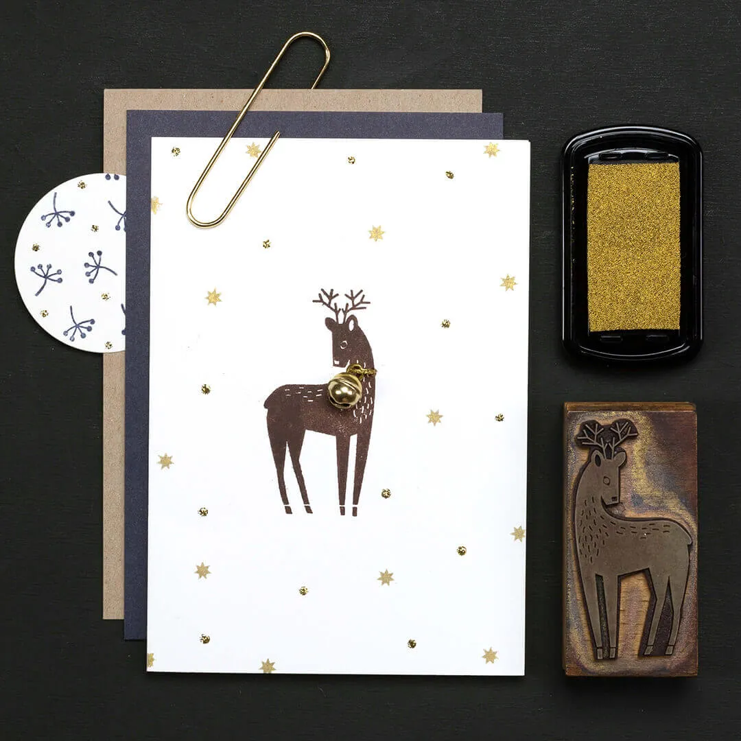 Perlenfischer Reh Stempel 63x31 mm für Weihnachten