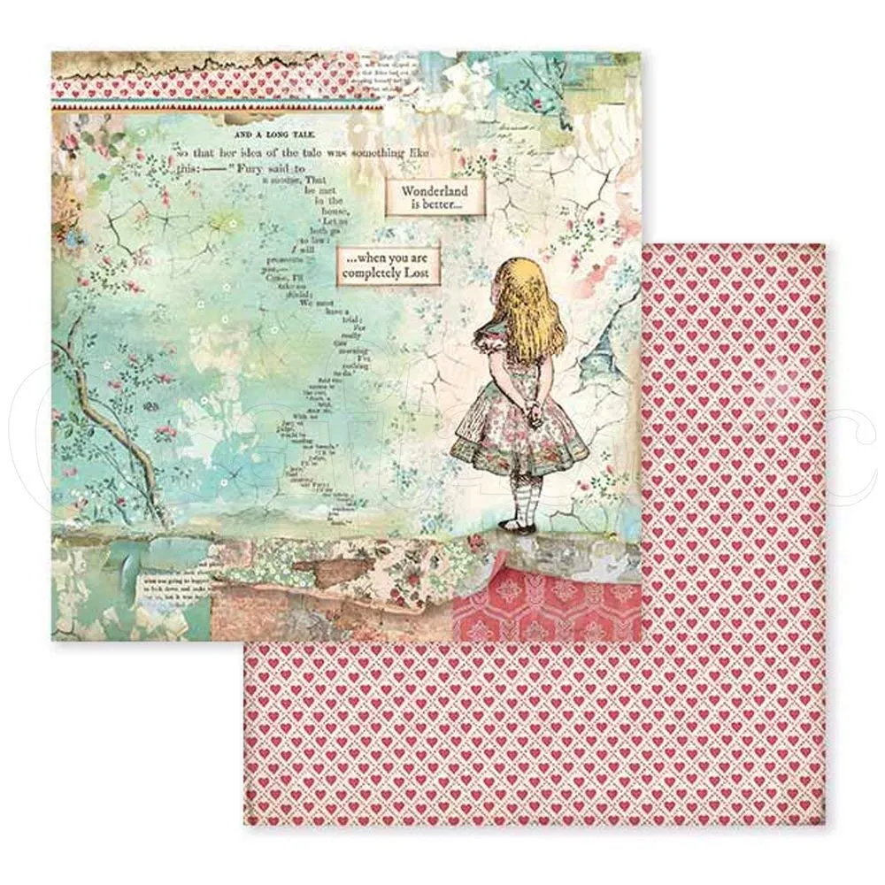 Stamperia Alice SBBL52 Scrapbookpapier 30,5x30,5cm 10 Blatt