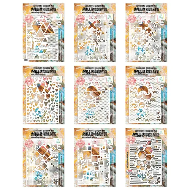 AALL and Create Geometric Background Schablonen A4 9er Set