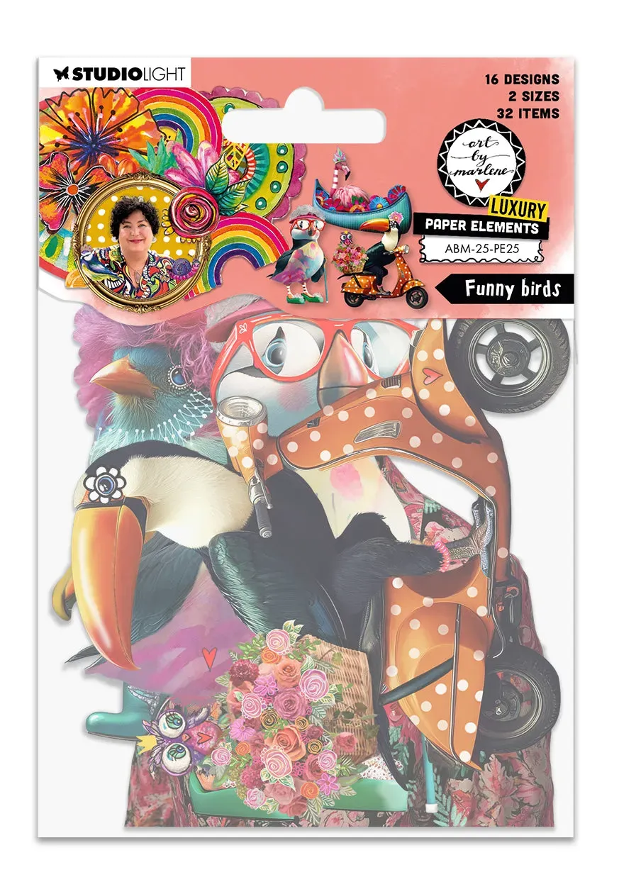 Art by Marlene 2025 Grazy Birds Paper Elements 32 Teile