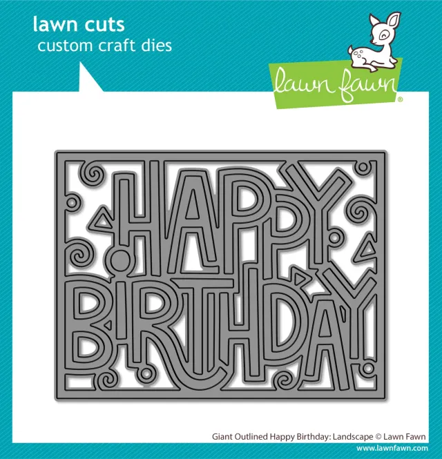 Lawn Fawn Giant Outlined Happy Birthday Landscape Stanze quer