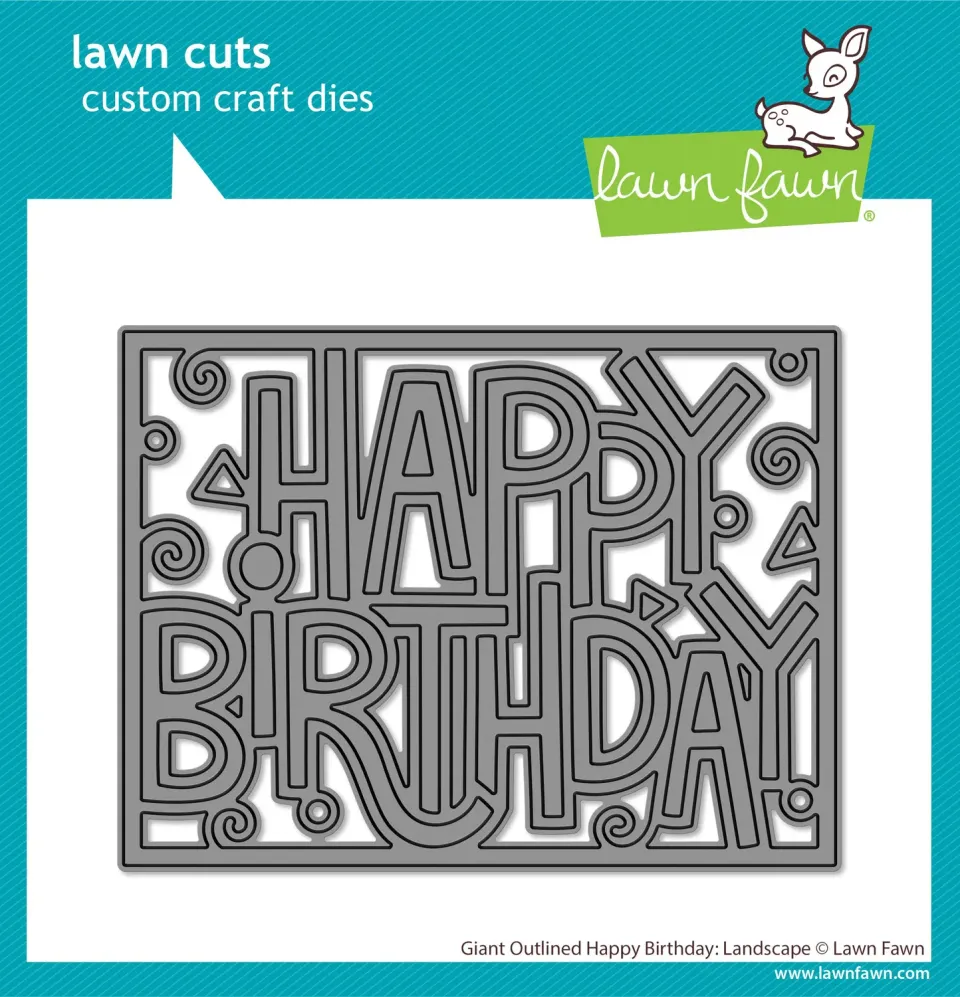 Lawn Fawn Giant Outlined Happy Birthday Landscape Stanze quer
