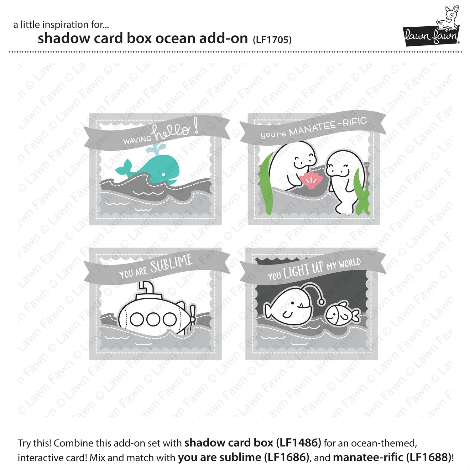 Lawn Fawn Shadow Box Ocean Add-On Stanze Sommer 10-tlg