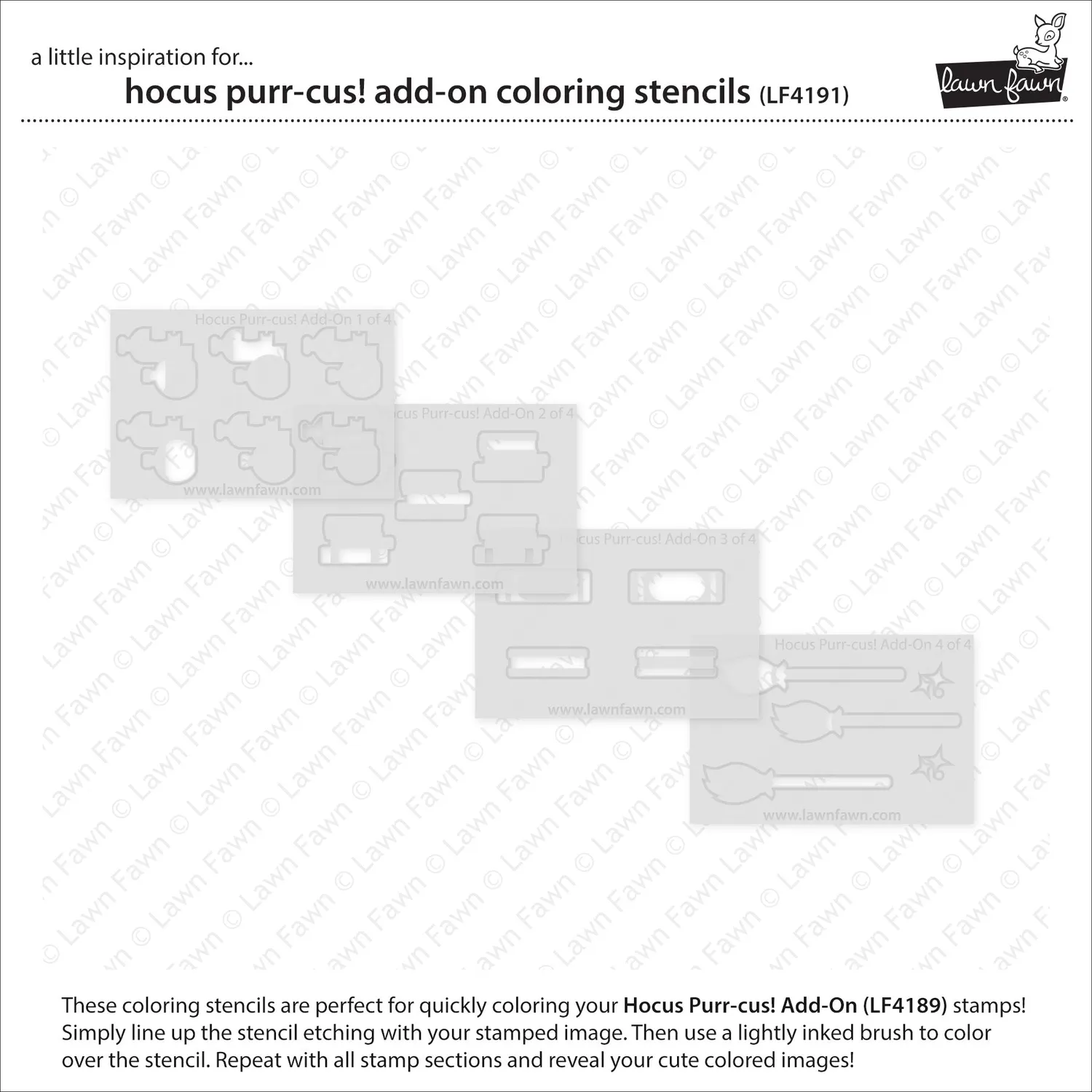 Lawn Fawn Hocus Purr-cus Schablonen Coloring Stencils 4-teilig