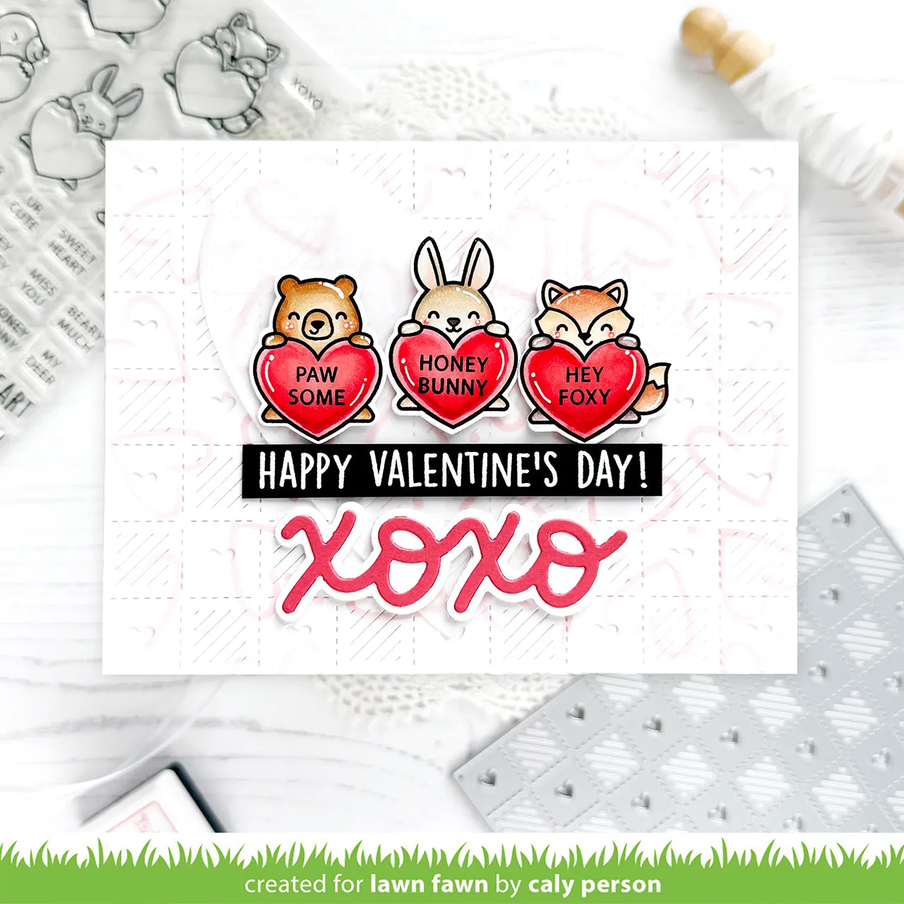 Lawn Fawn Outline Hearts Schablone 15x15cm Liebe