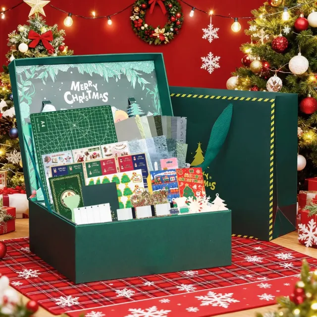 Ieebee Green Christmas Gift Box Set Bastelbox grün