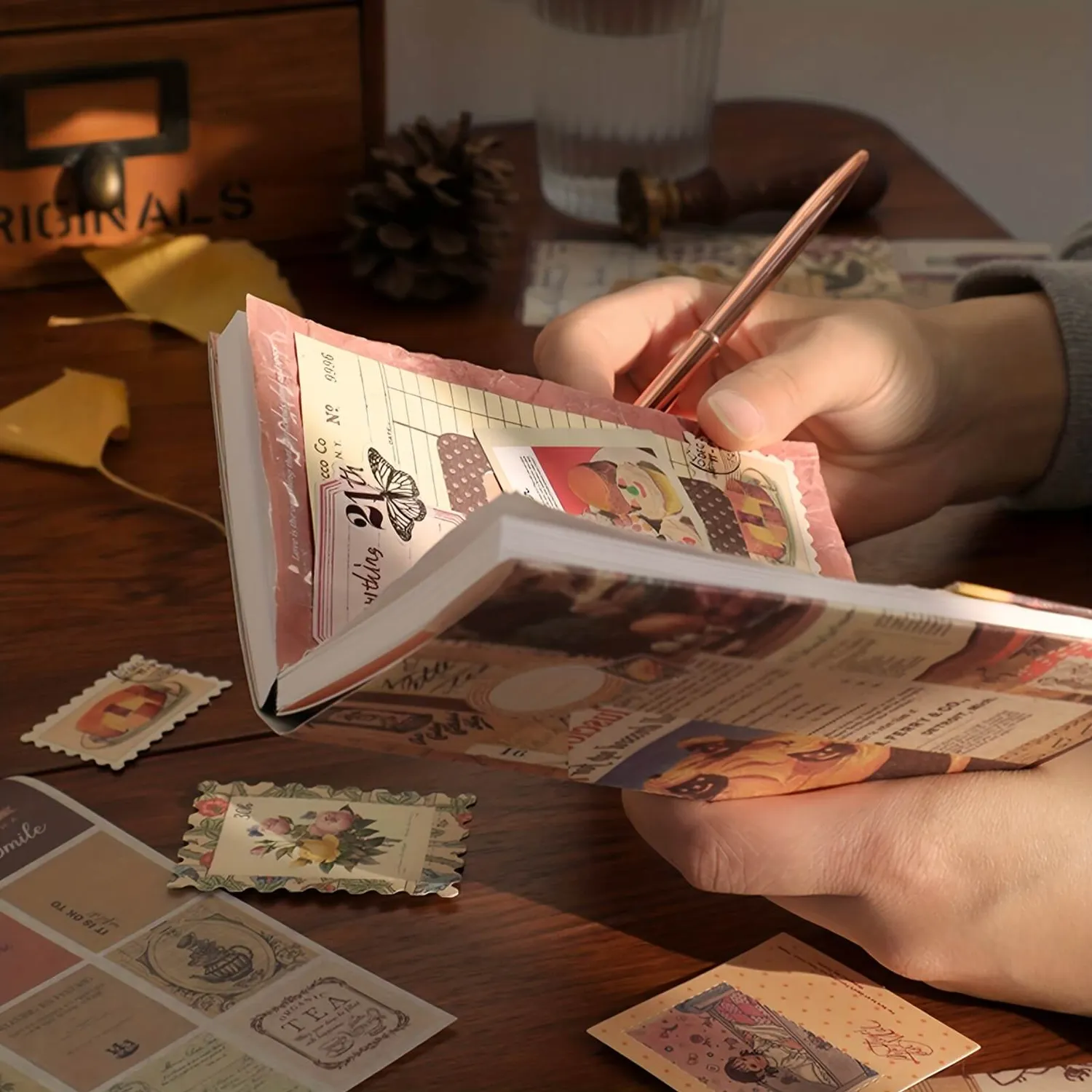 Ieebee Vintage Junk Journal Kit 346-teilig Papier Sticker