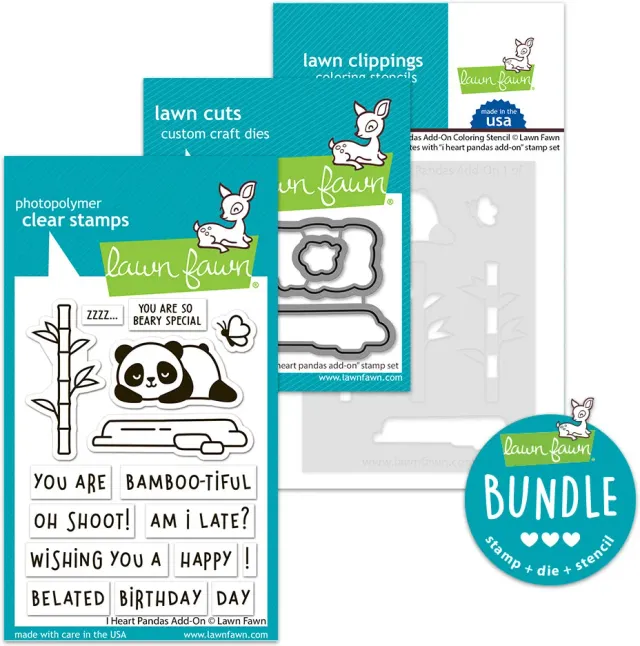 Lawn Fawn I Heart Pandas Add-On Stempel Stanzen Bundle