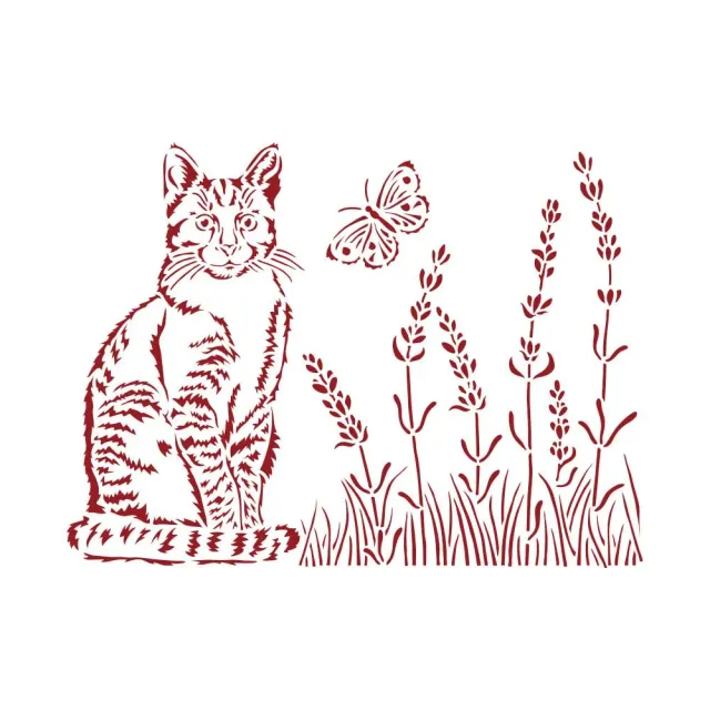 Stamperia Provence KSD309 Schablone 20x15cm Katze