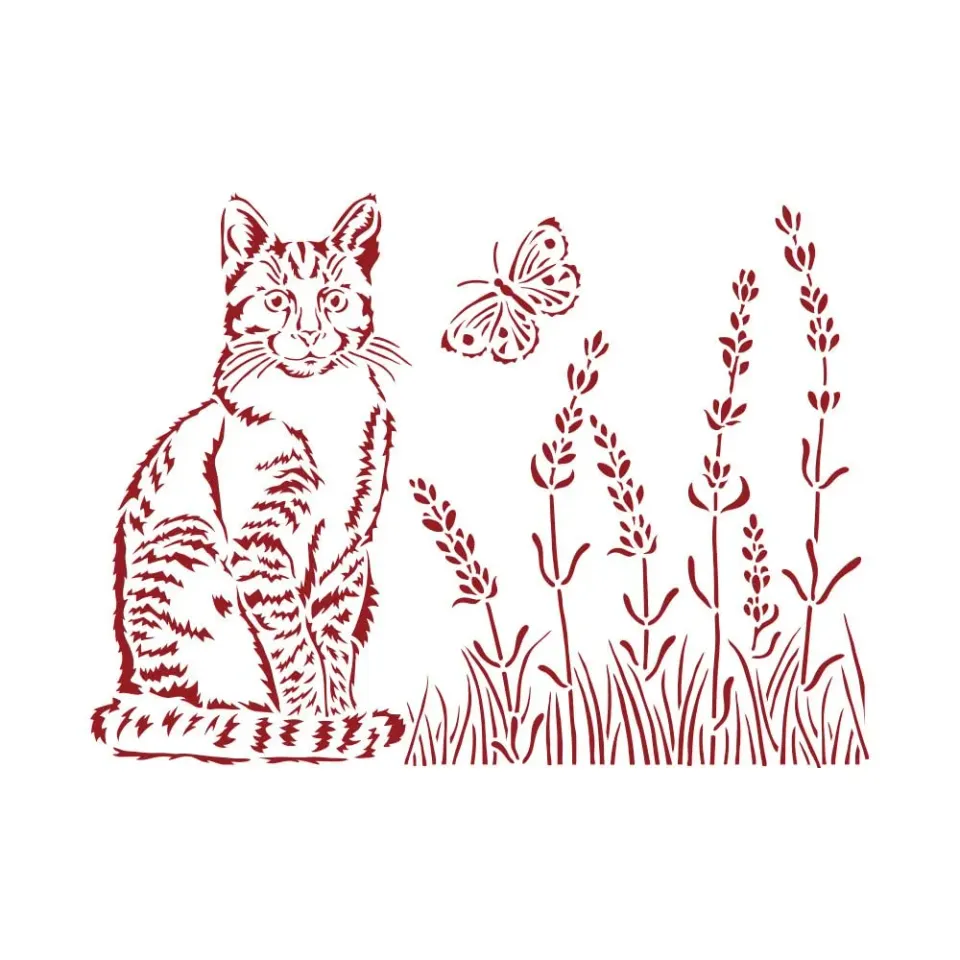 Stamperia Provence KSD309 Schablone 20x15cm Katze