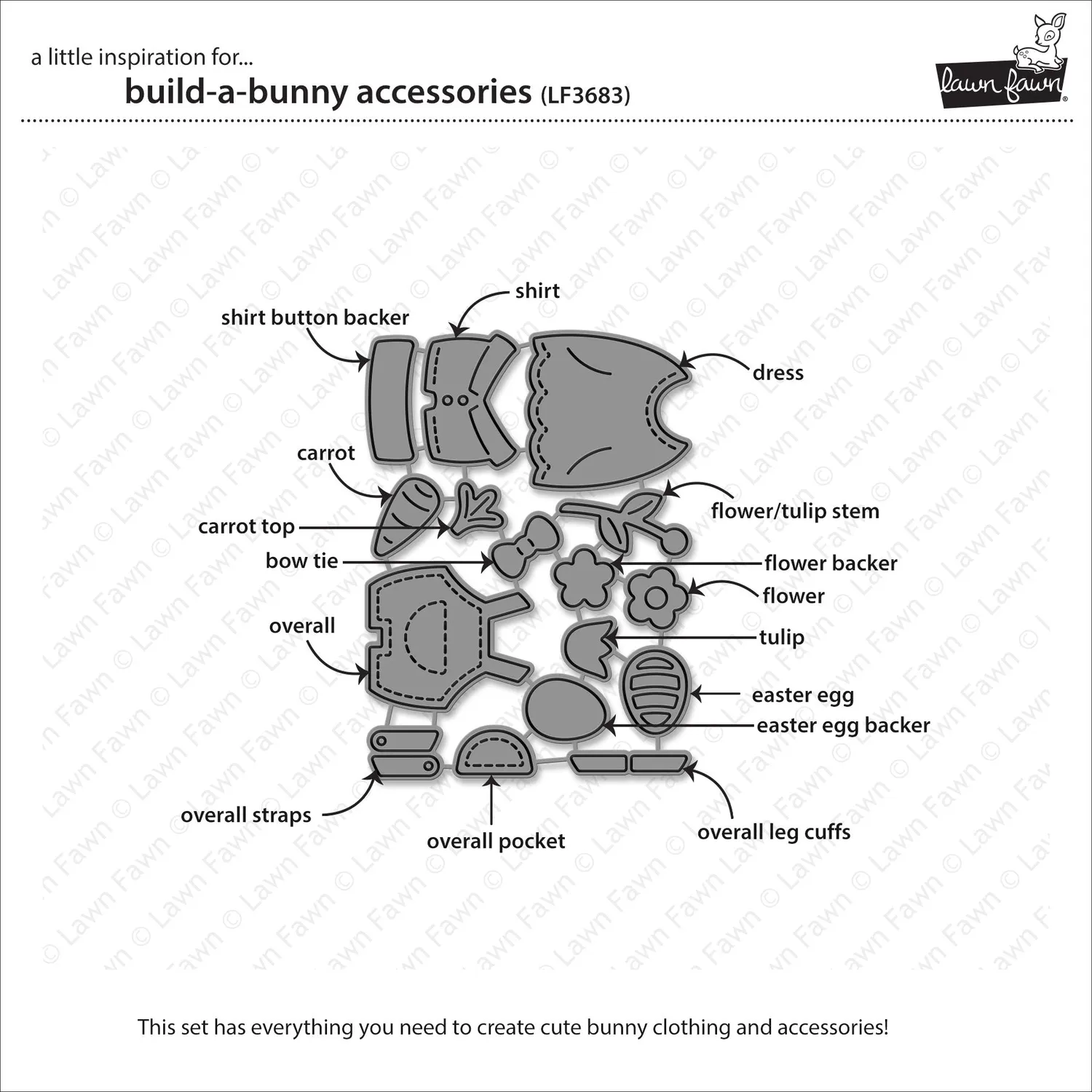 Lawn Fawn Build-a-Bunny Accessories Stanzen 16-teilig