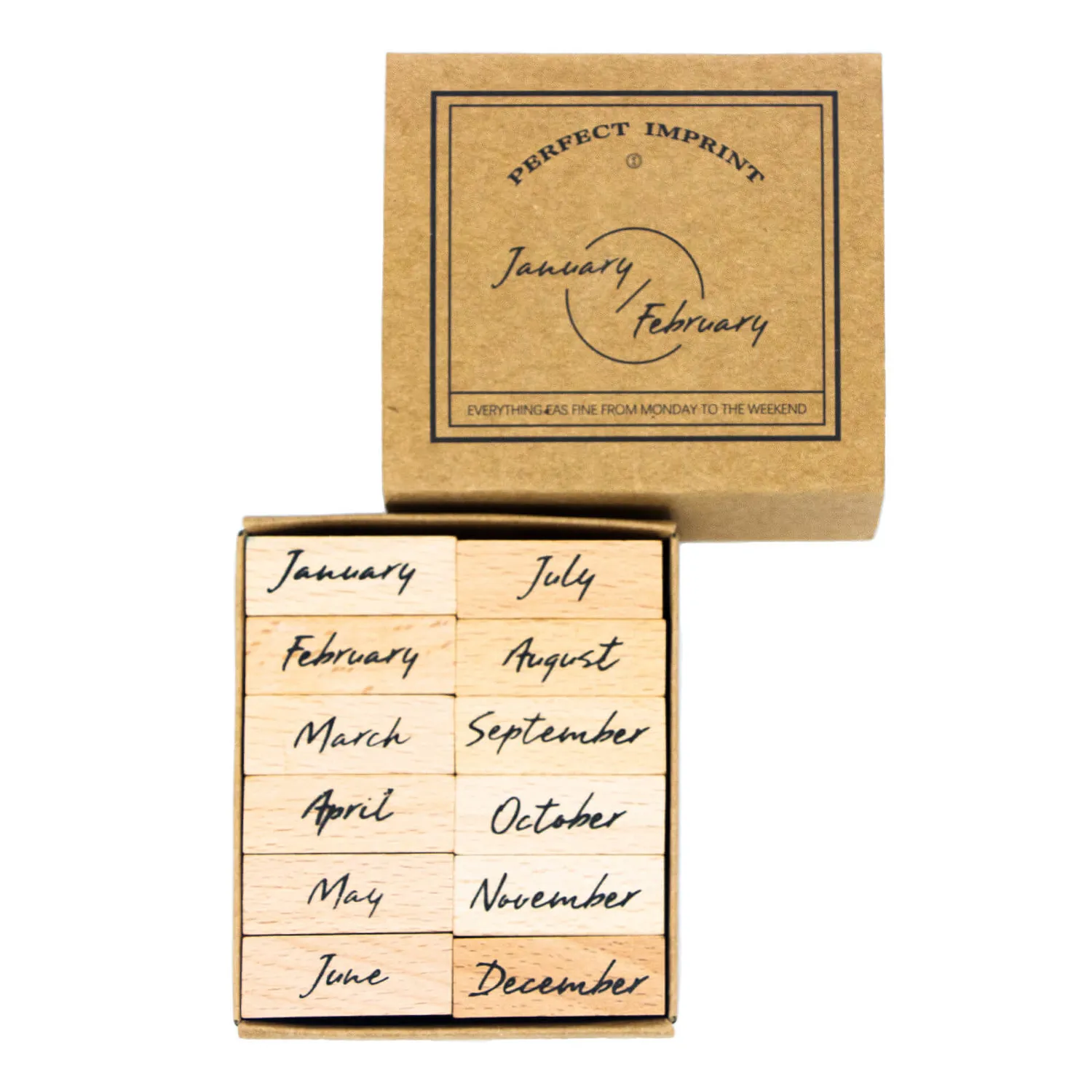 Ieebee Week and Month Stempel Holz 8 Stück Week Daten