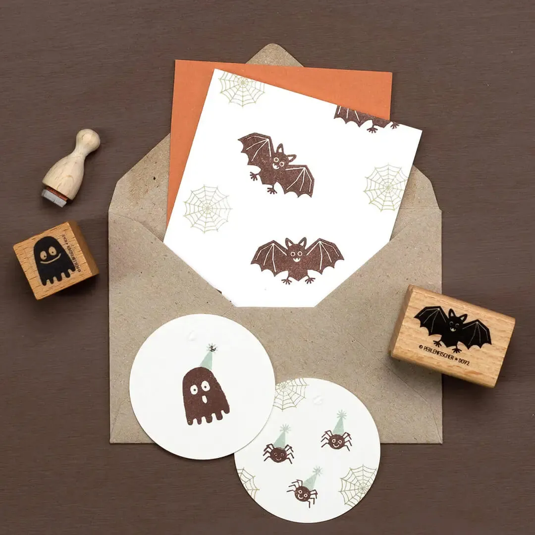 Perlenfischer Fledermaus Holzstempel 16x32 mm Halloween