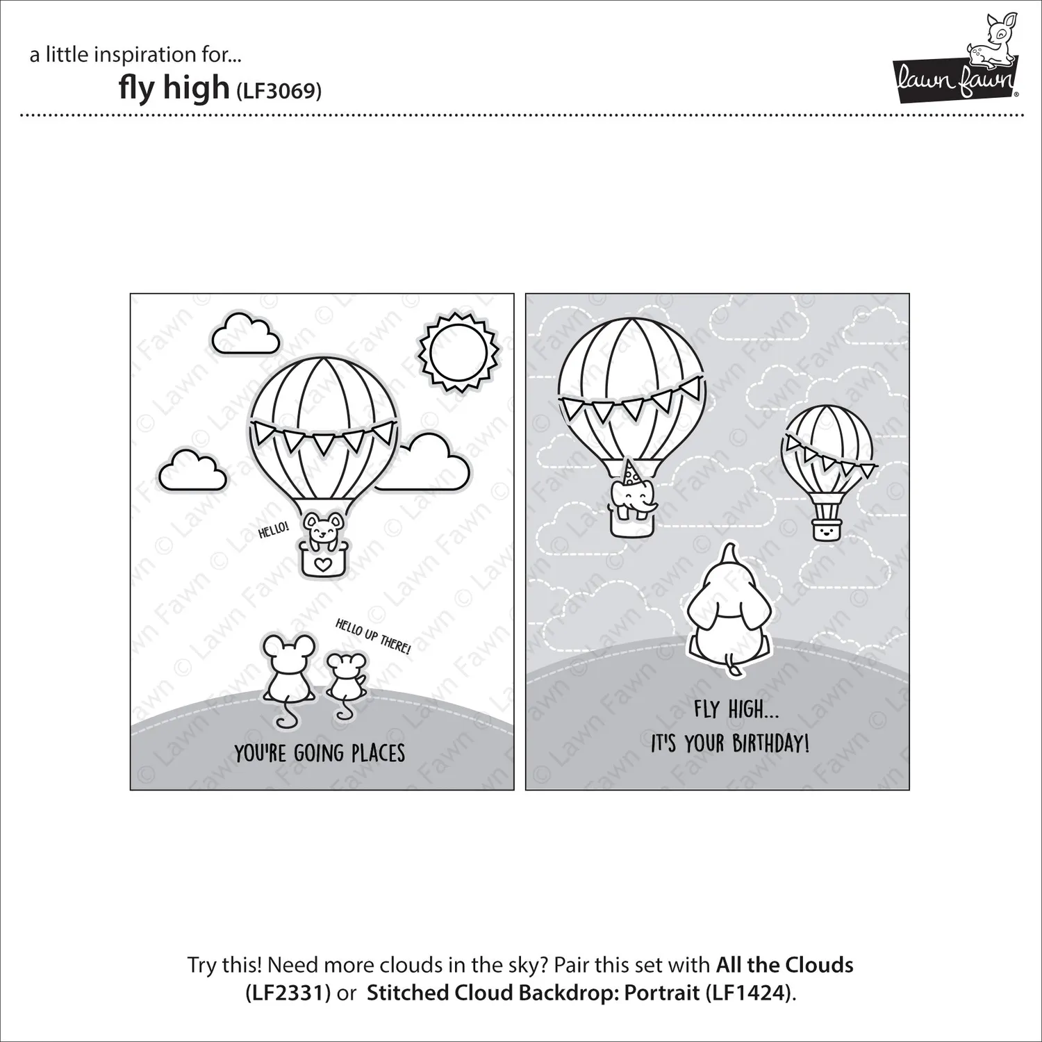 Lawn Fawn Fly High LF3069 Clear Stamps Geburtstag