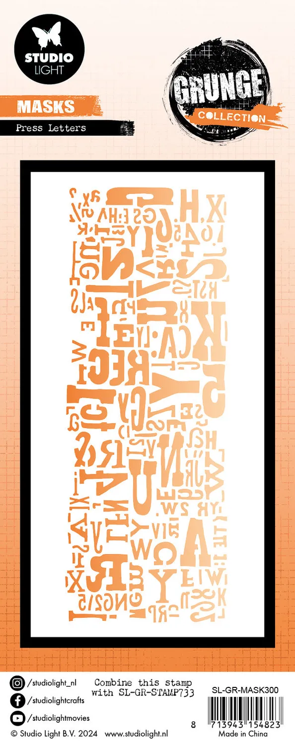 Studio Light Grunge Press Letters Mask Schablone Buchstaben