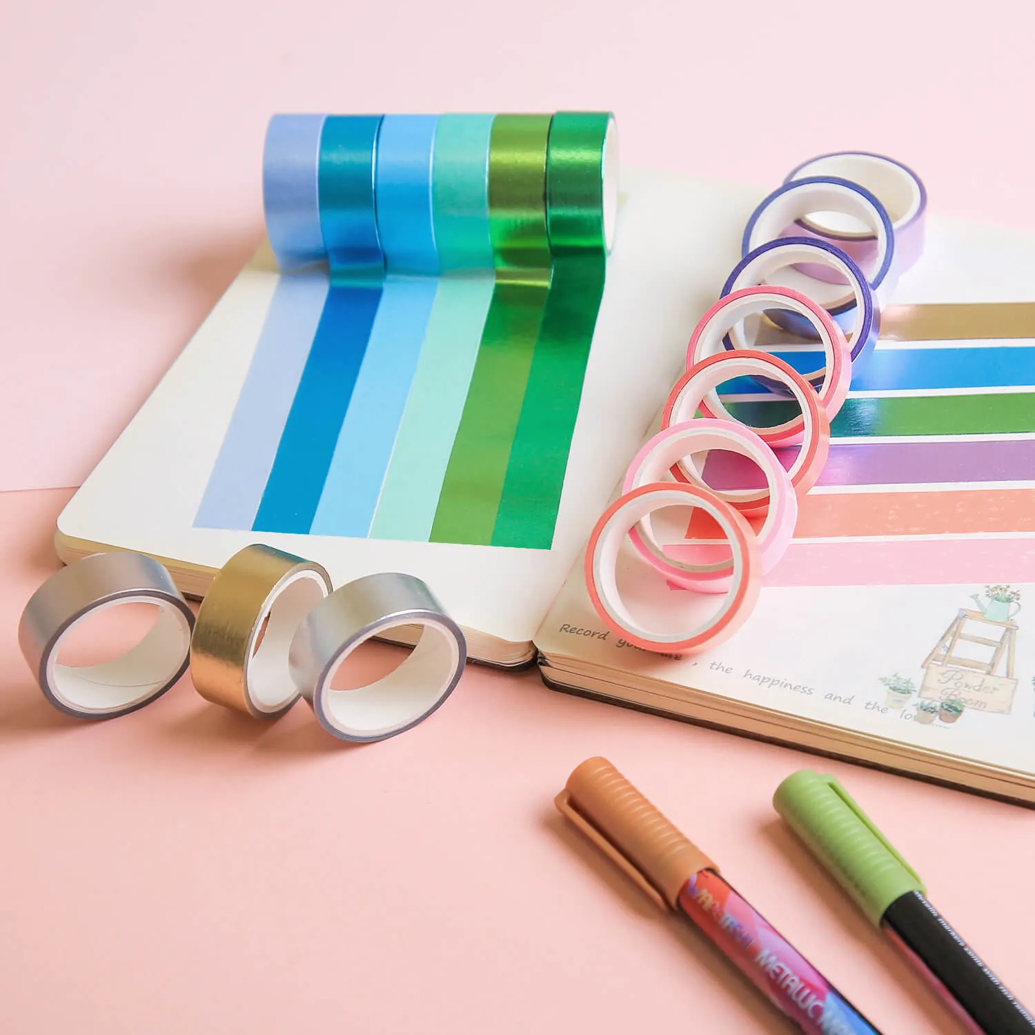 Ieebee Metallic Washi Tape 16 Rollen Perlglanz
