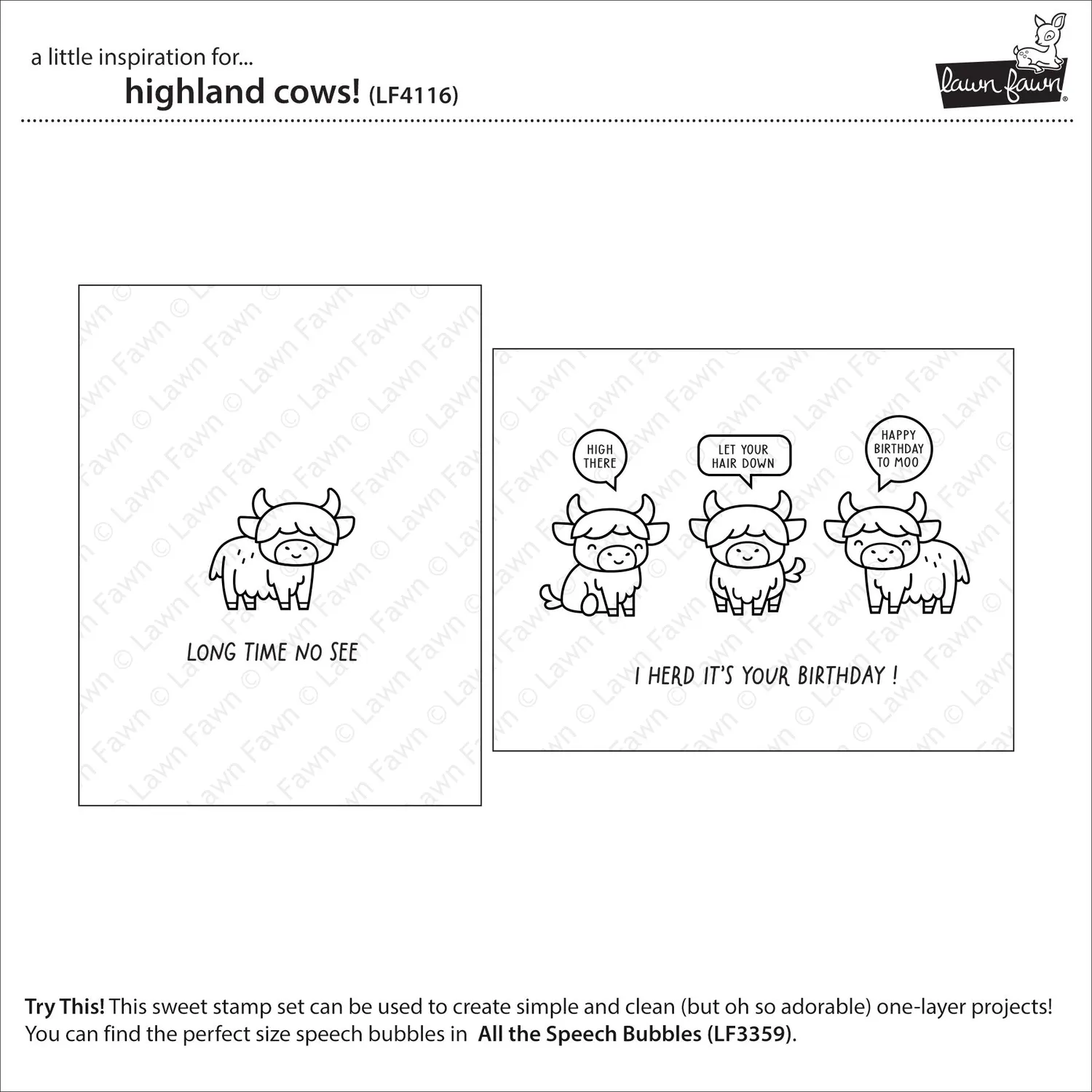 Lawn Fawn LF4116 Highland Cows Clear Stamps Stempelset