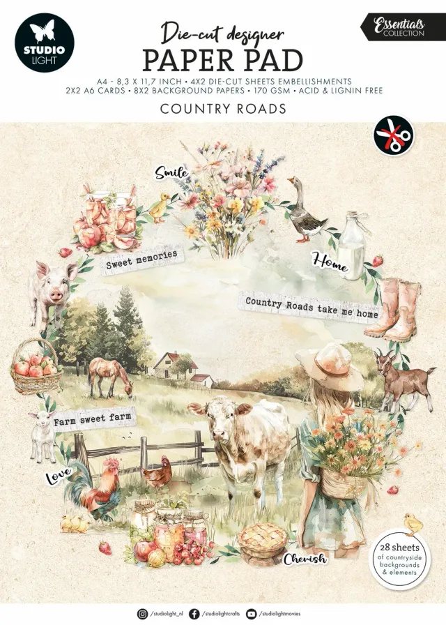 StudioLight Essentials Country Roads Papierblock 28 Blatt Natur