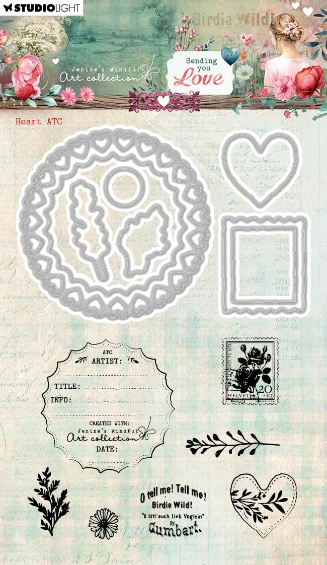 StudioLight Sending You Love Heart ATC Stempel Stanze