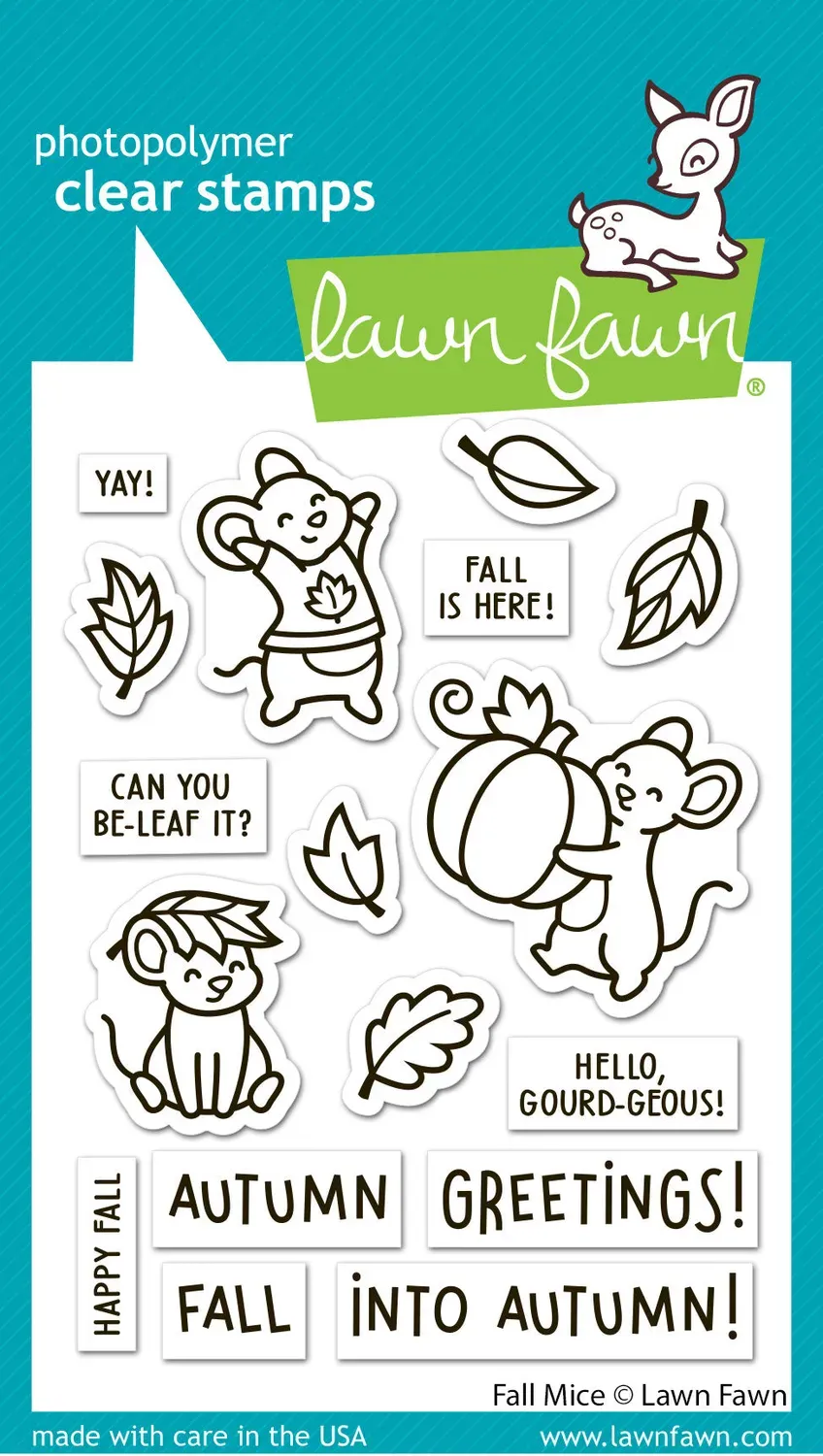 Lawn Fawn Fall Mice Stempelset Herbstmotive englisch